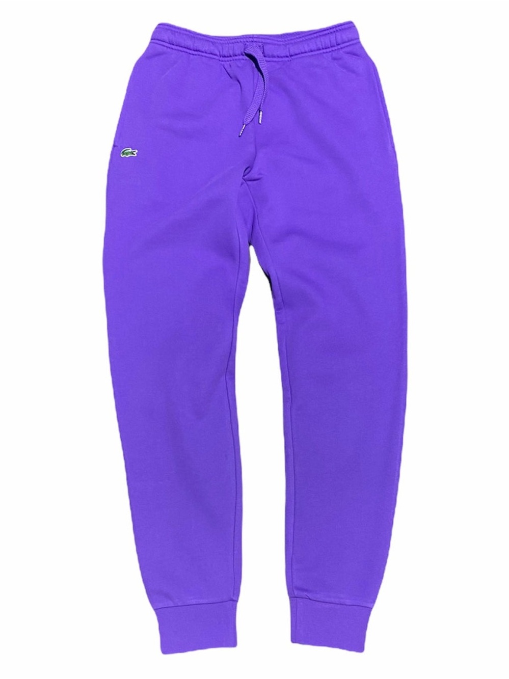 Lacoste Mens Purple Fleece Joggers with Green Crocodile Logo